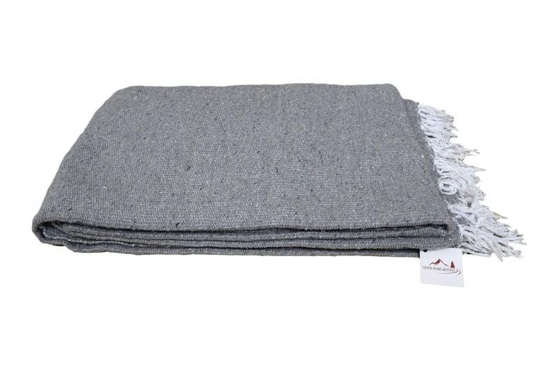 Open Road Goods Handmade Solid Color Yoga Blanket - Thick Mexican Blanket or Throw - Made for Yoga! (Grey Blanket) - Image 1